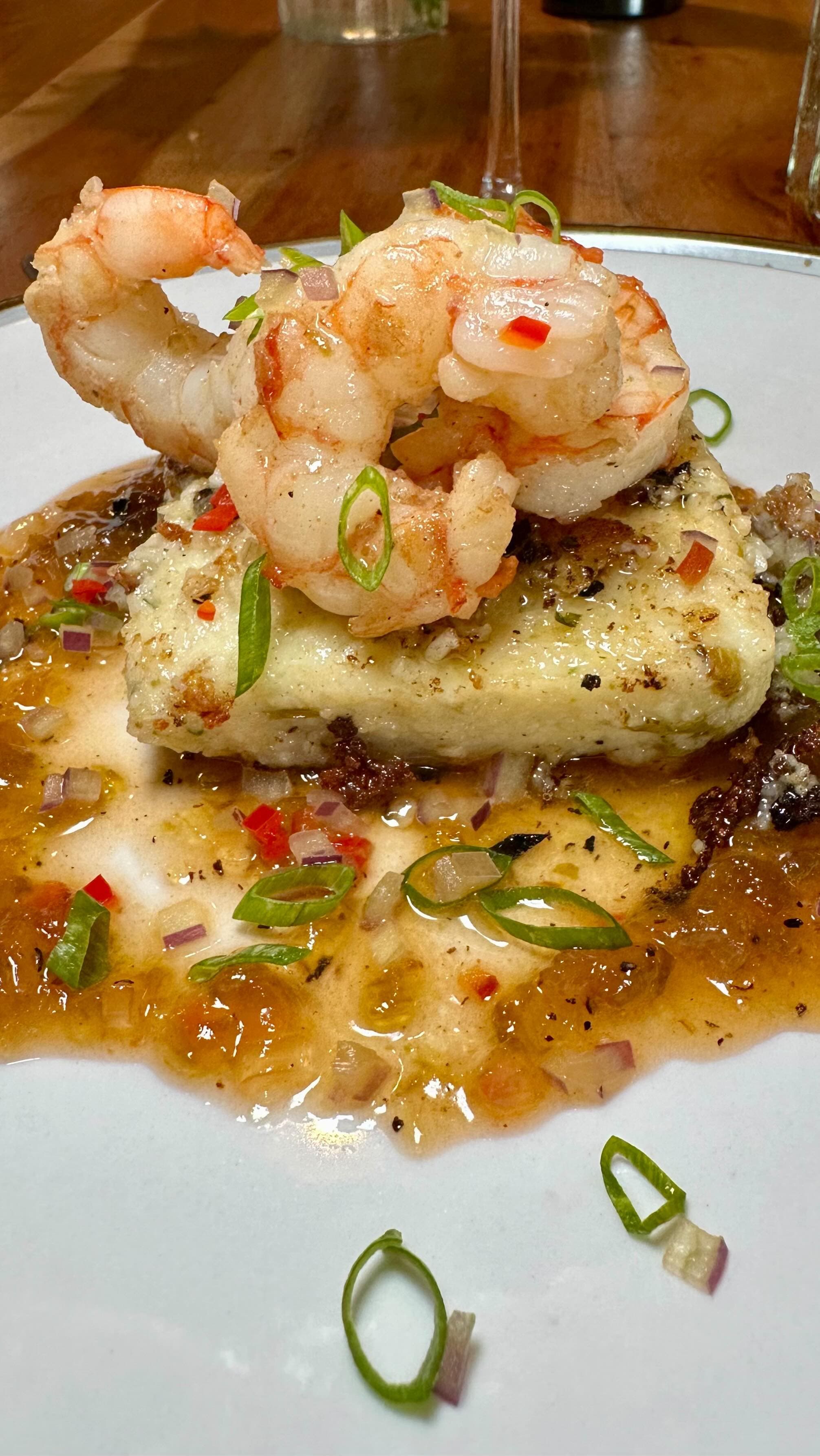 A weekly special: a chef-driven shrimp plate